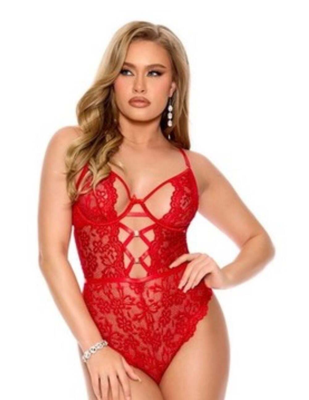 Scalloped Lace Teddy in Merlot -